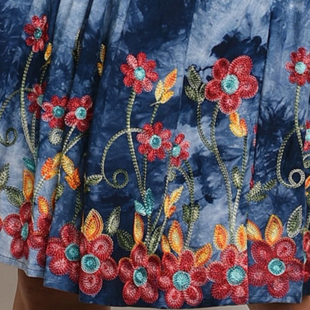 Tie Dye Embroidered Tiered Summer Dress - Picture 5 of 6